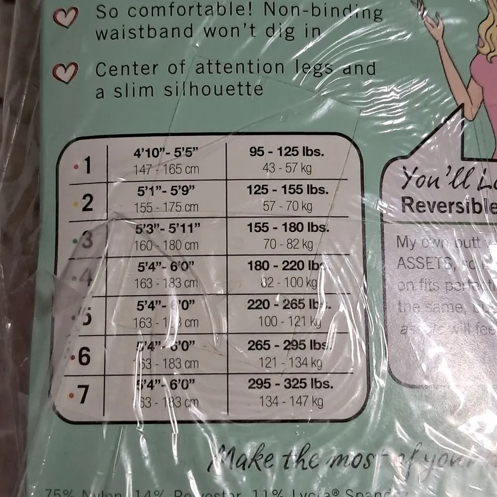 Assets by SPANX Size 2 Black Tights Flipside Diamond Reversible Shaping NEW